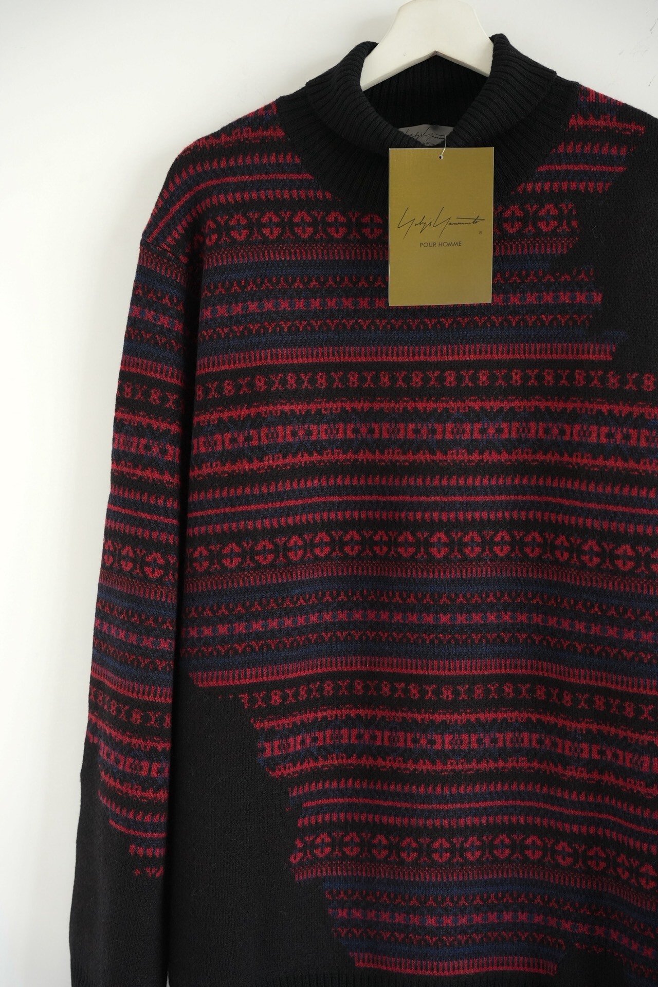 Yohji Yamamoto 24AW Black Red Stripe Turtleneck — label
