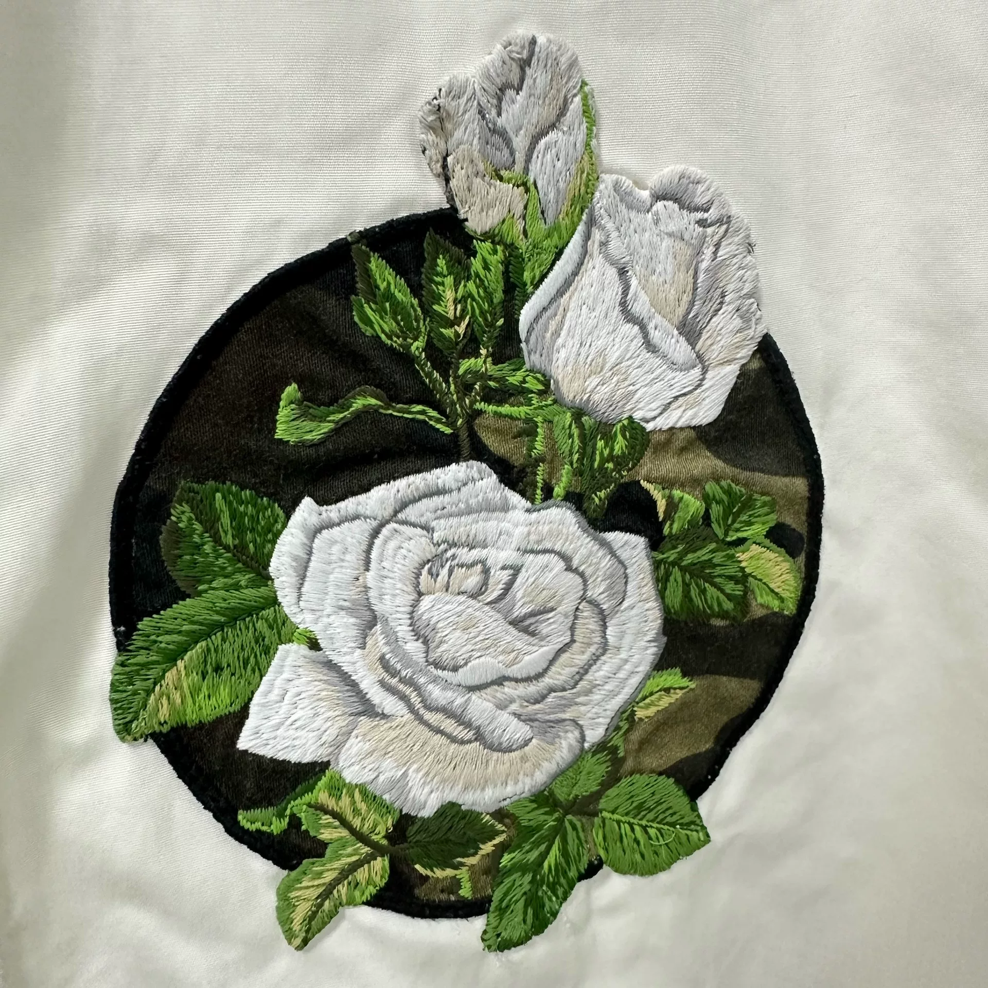 Dior White Camellia Embroidery Shirt — front