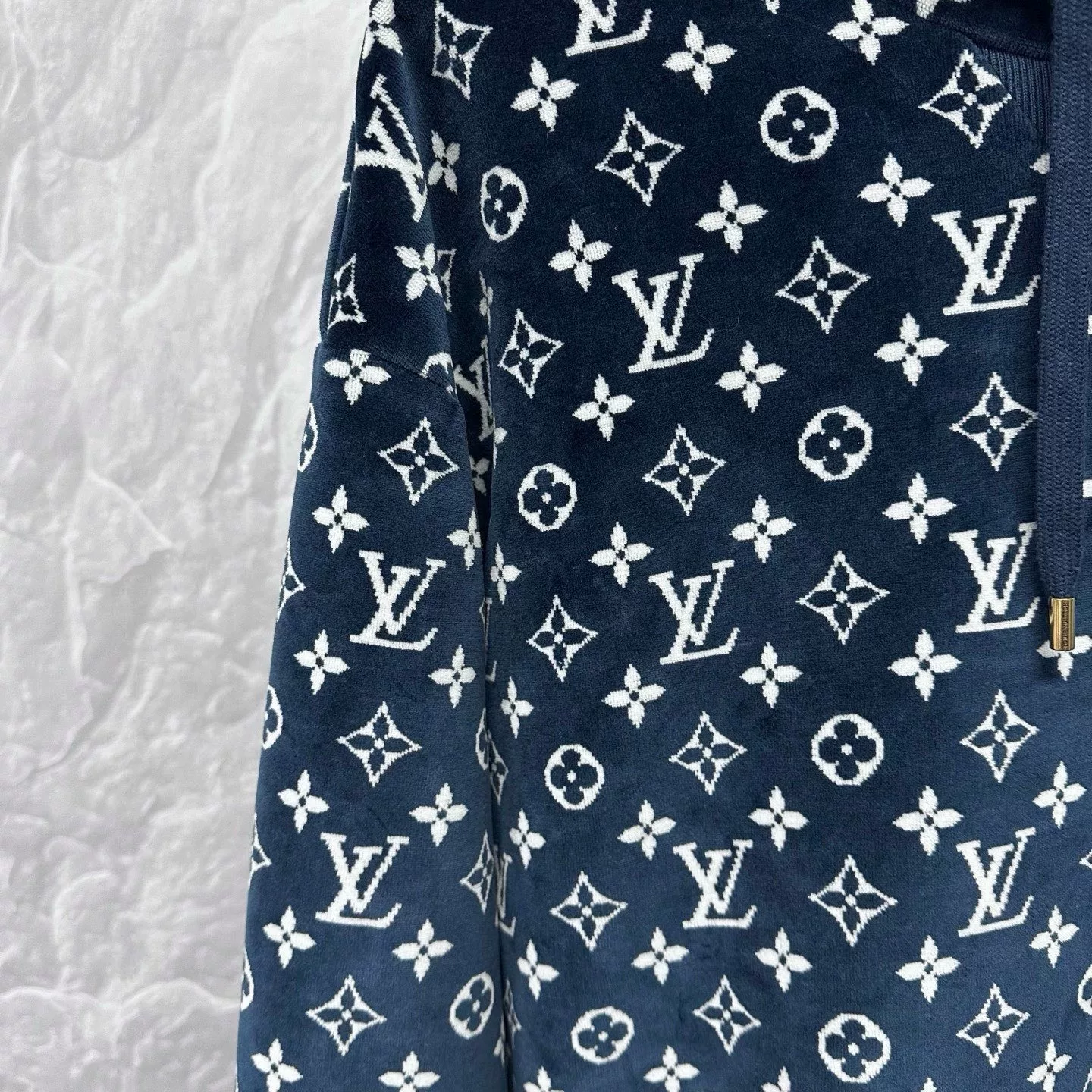 Louis Vuitton SS24 Logo Velvet Hoodie — detail