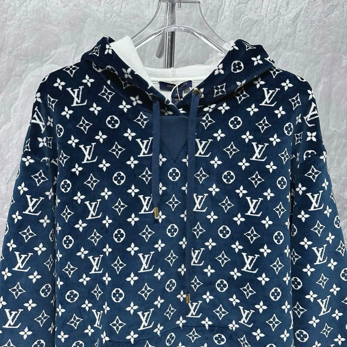 Louis Vuitton SS24 Logo Velvet Hoodie — front