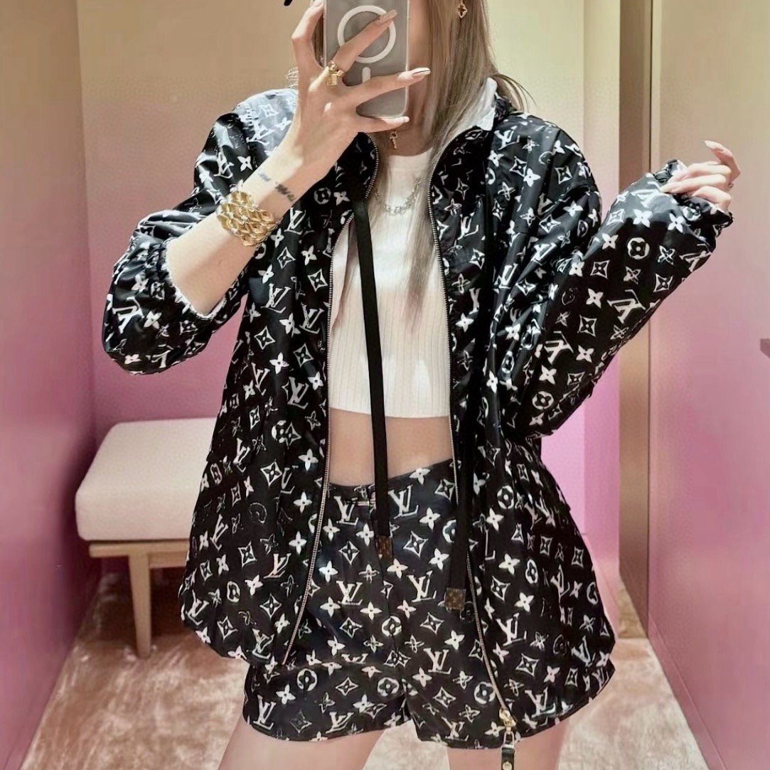 Louis Vuitton Black Monogram Jacquard Shorts — front