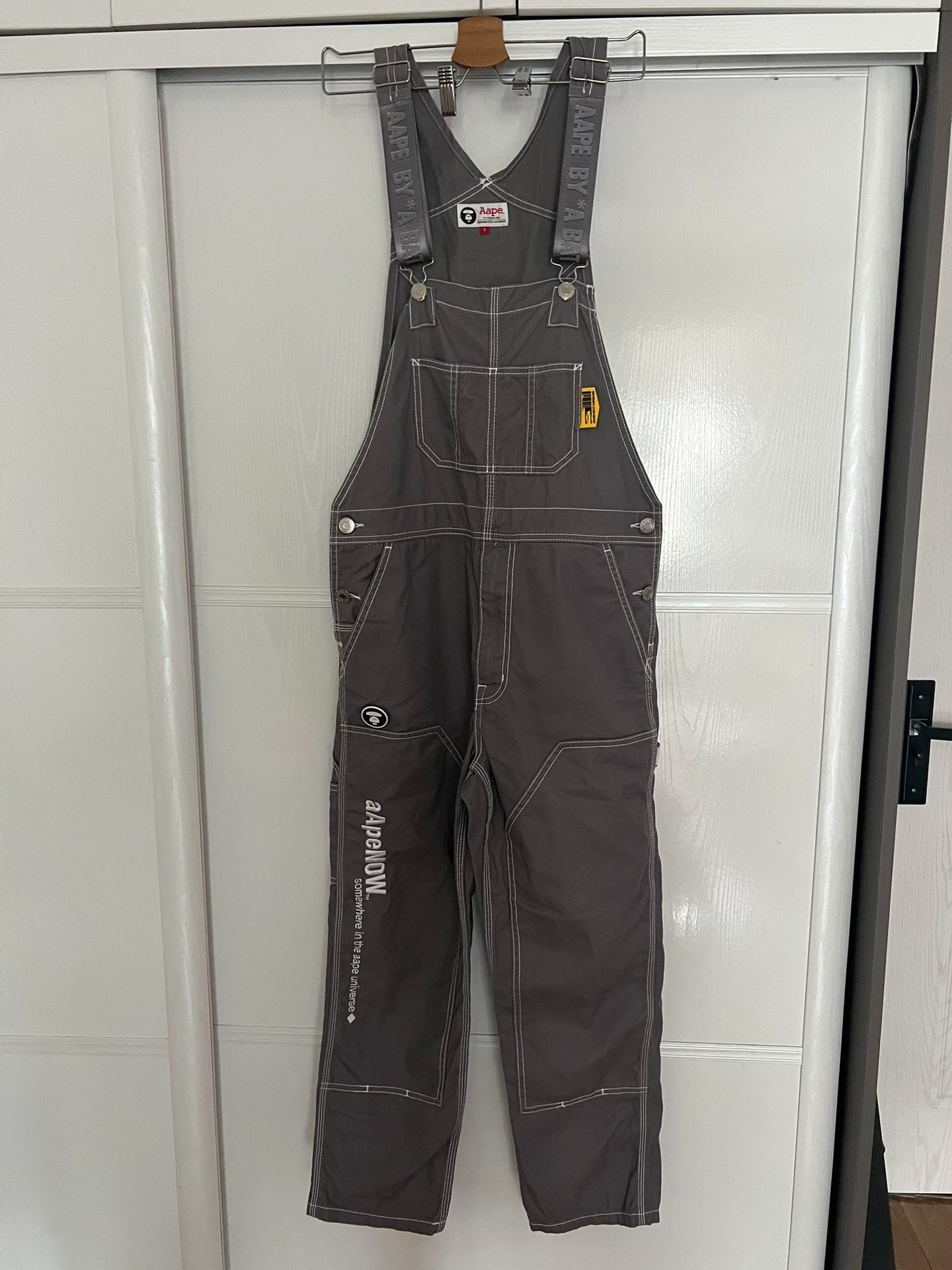 Aape Gray Cargo Suspender Pants
