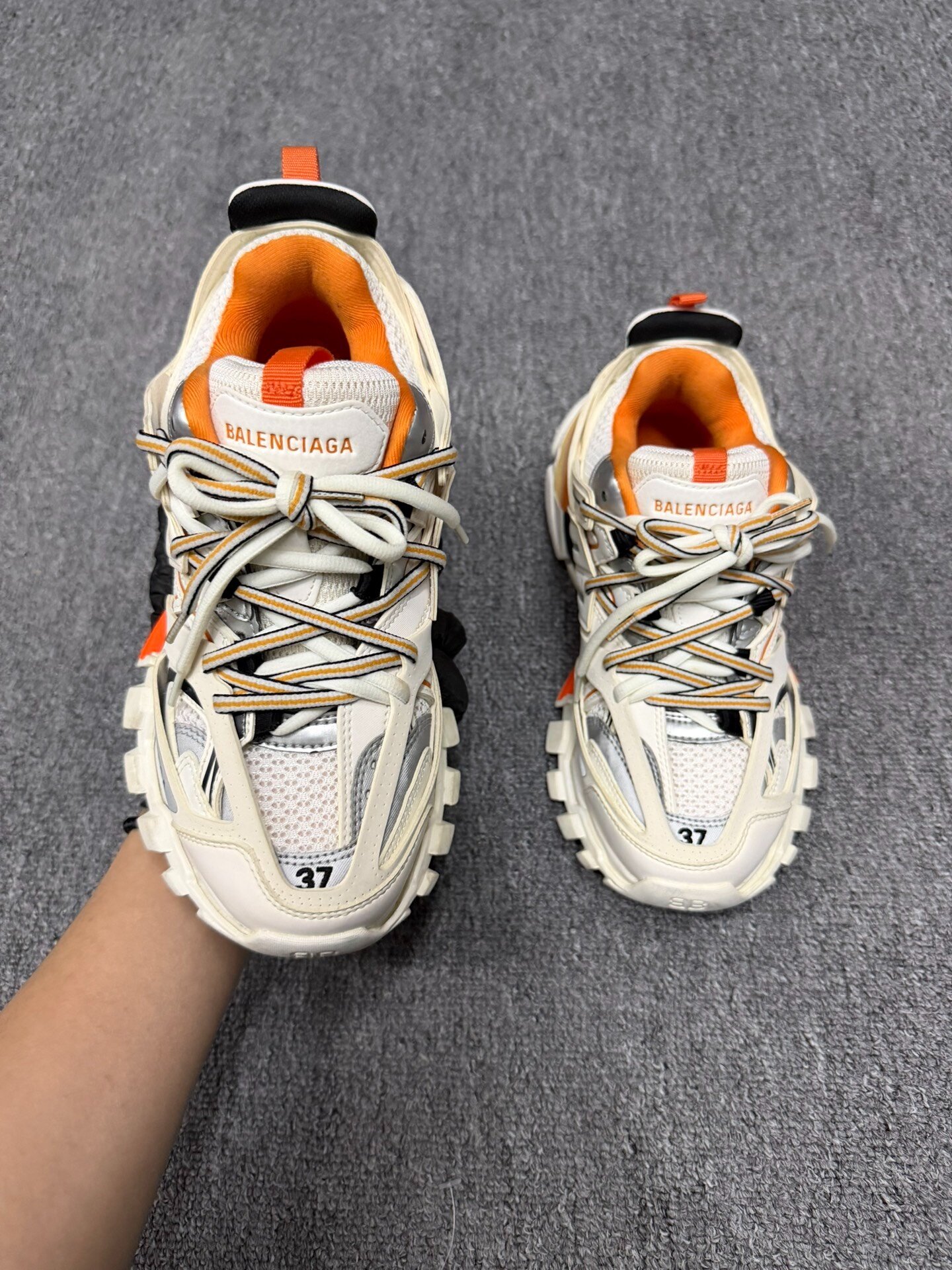 Balenciaga Track White Orange Sneakers — back