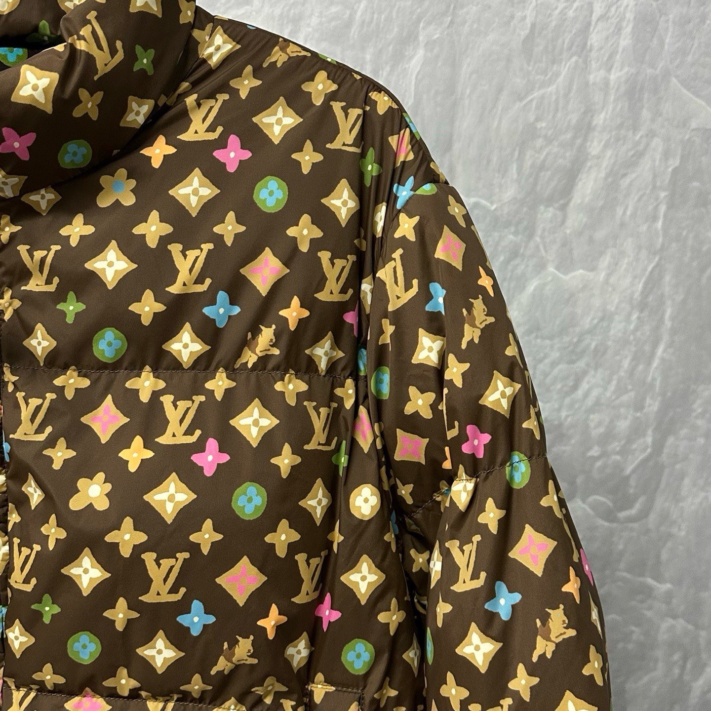 Louis Vuitton FW24 Tyler Multicolor Monogram Down Jacket — detail