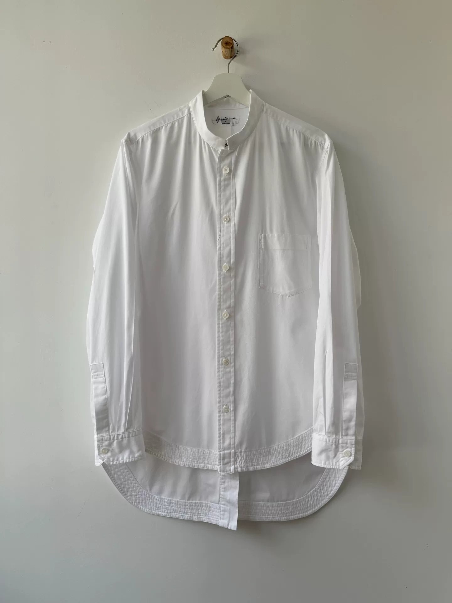 Yohji Yamamoto 90s Hook-Button Stand Collar Shirt — detail