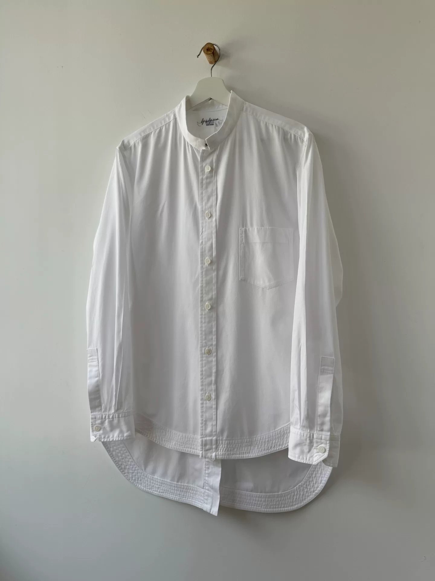 Yohji Yamamoto 90s Hook-Button Stand Collar Shirt — front