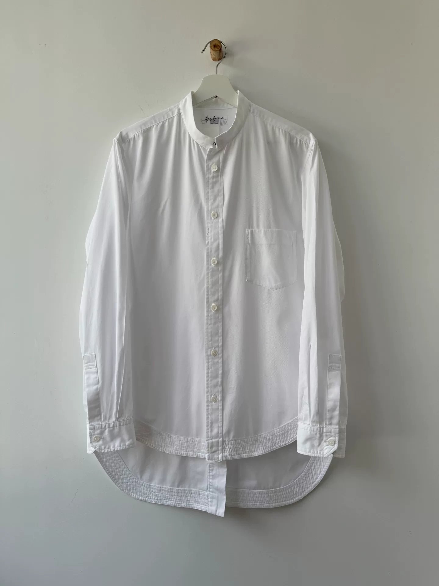 Yohji Yamamoto 90s Hook-Button Stand Collar Shirt