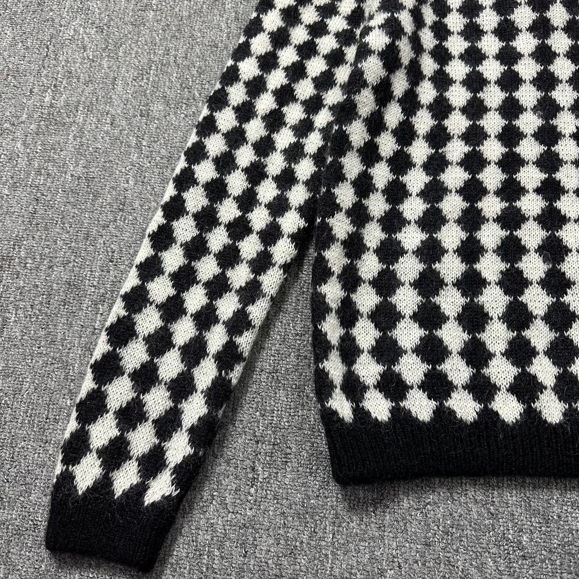 Saint Laurent Diamond Check High-Neck Sweater — detail