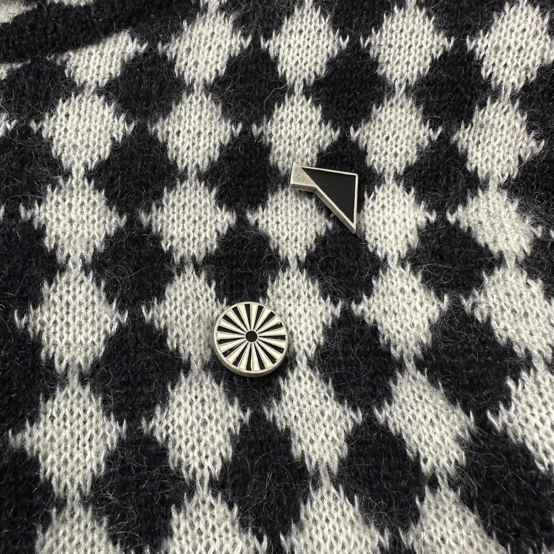 Saint Laurent Diamond Check High-Neck Sweater — front