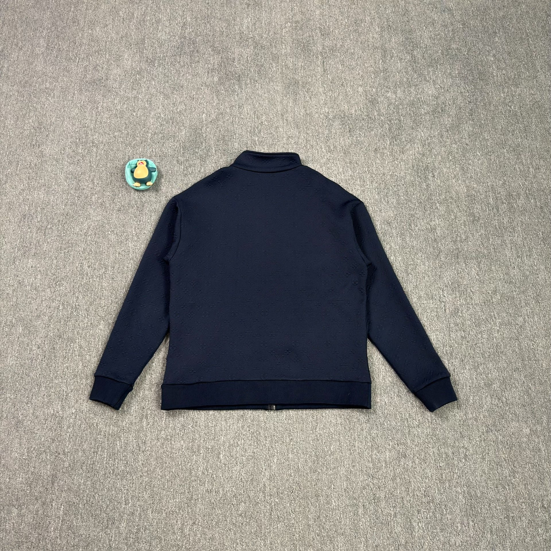 Louis Vuitton Navy Embossed Bomber Jacket — front