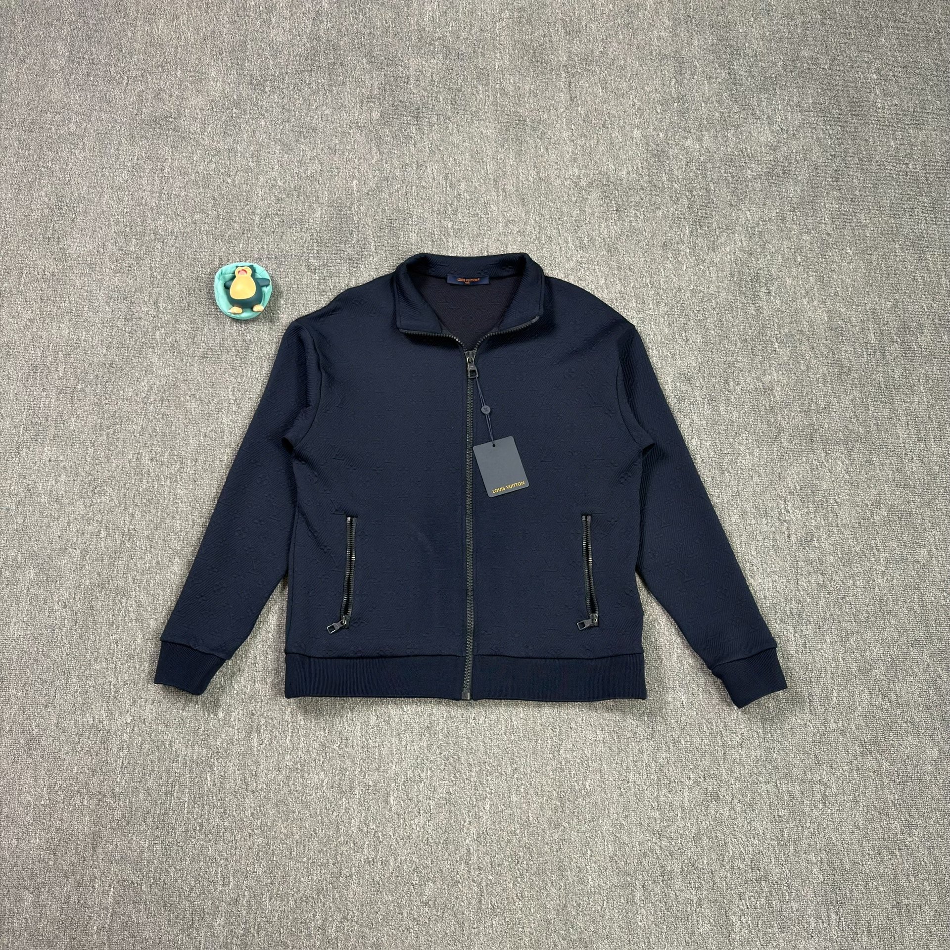 Louis Vuitton Navy Embossed Bomber Jacket