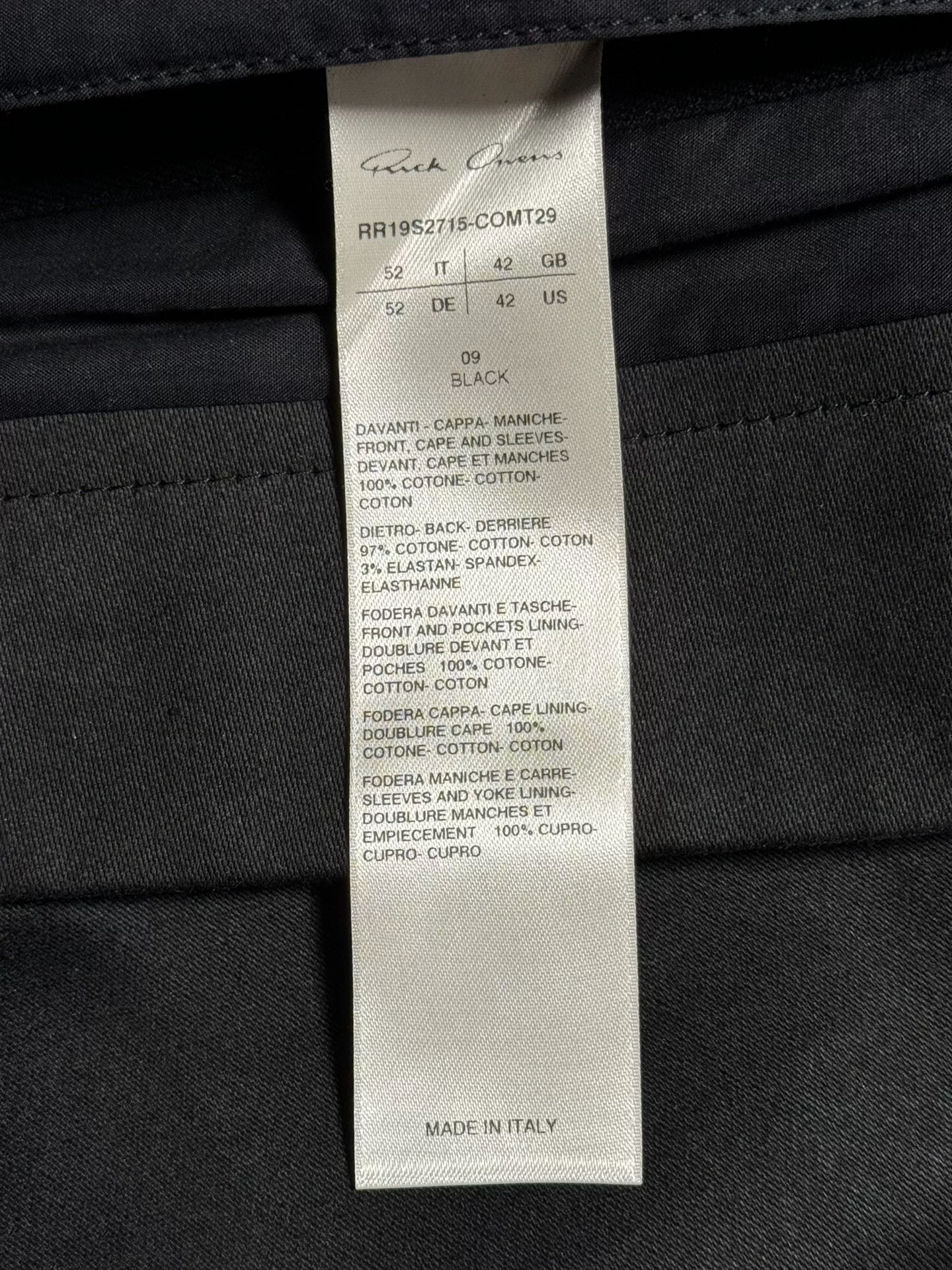 Rick Owens Runway Black Jacket — detail