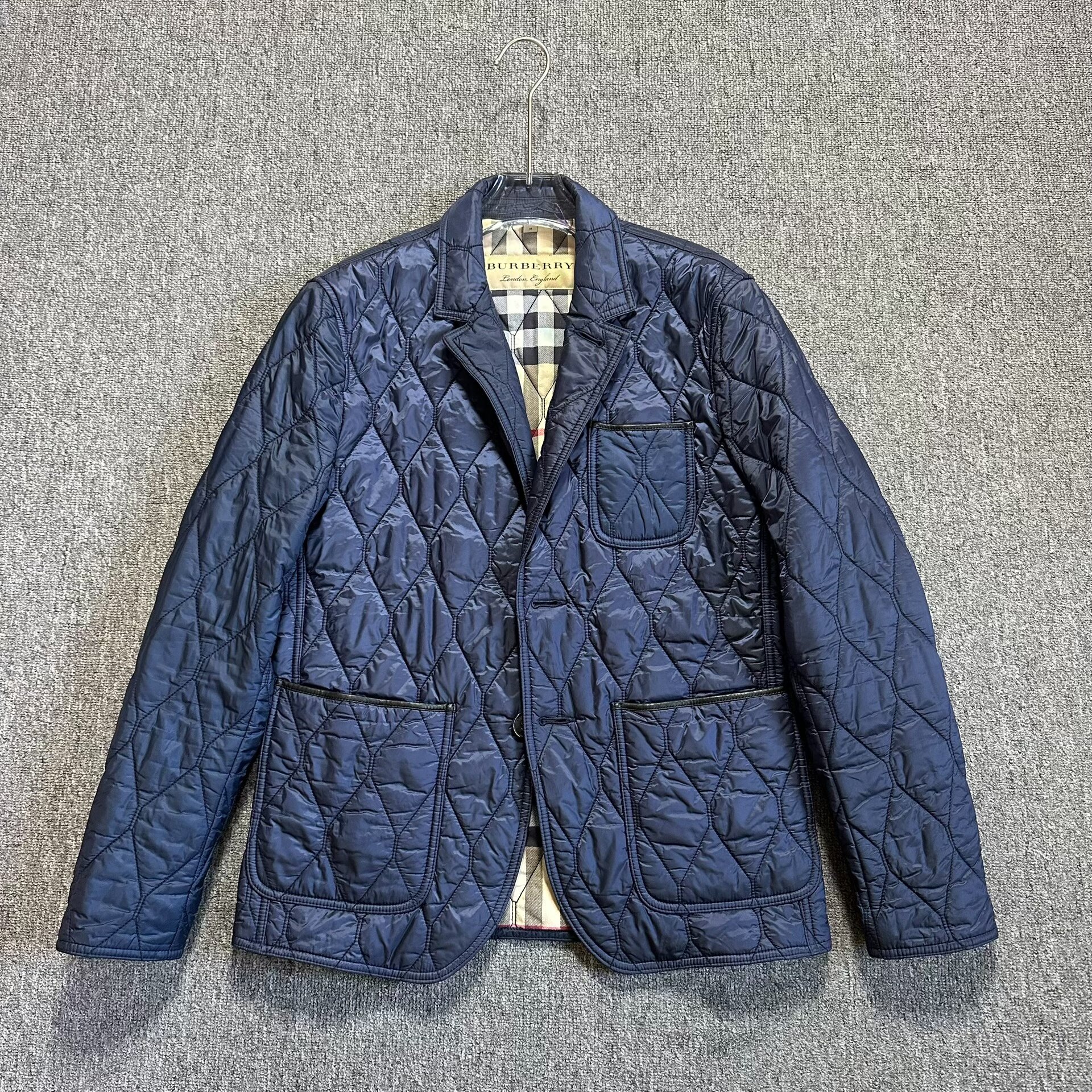 Burberry Diamond-Quilted Check Lining Jacket