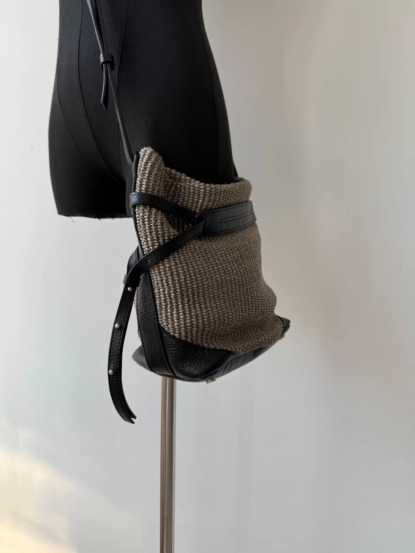 Yohji Yamamoto Discord Woven Leather Crossbody — label