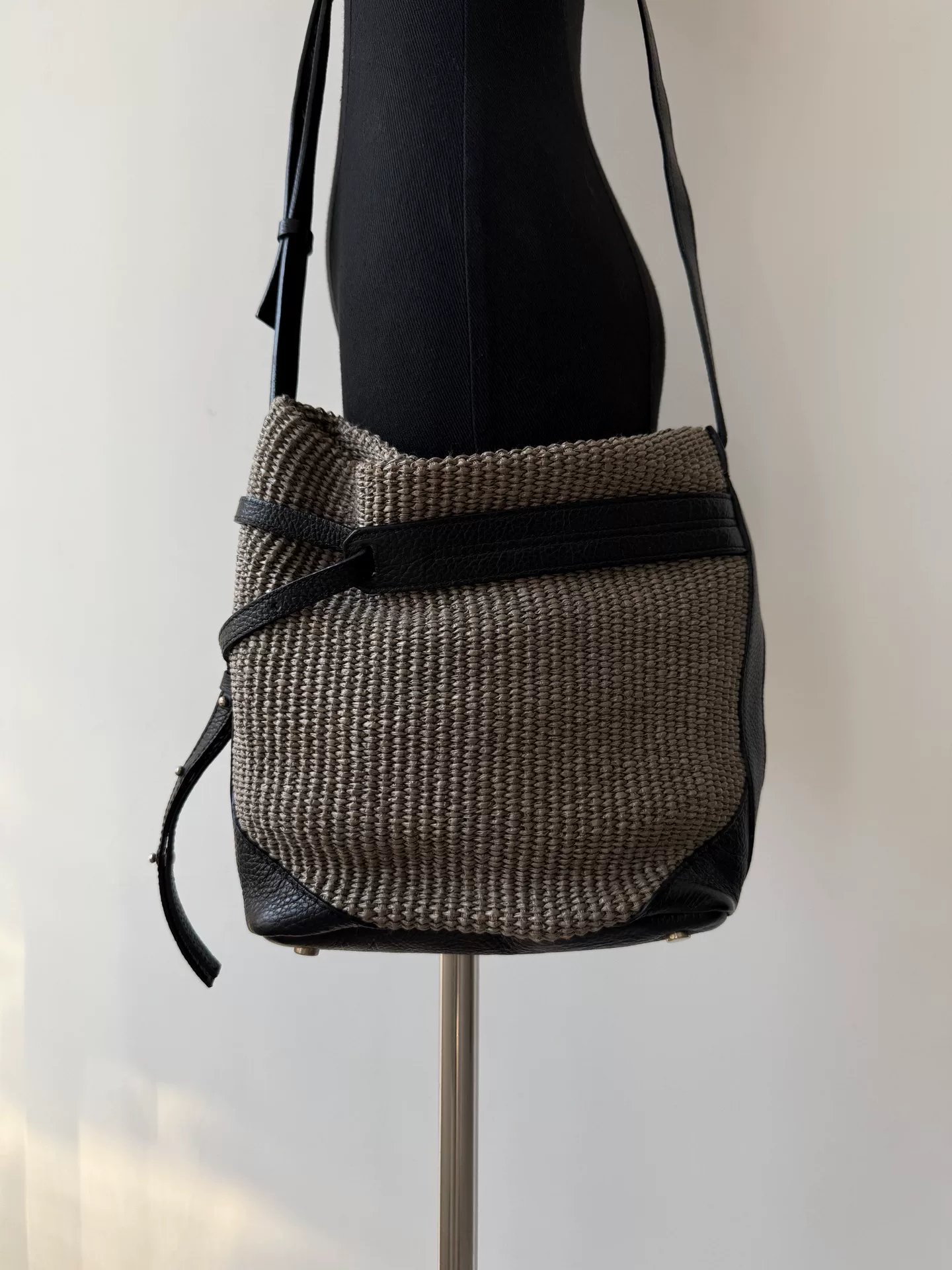 Yohji Yamamoto Discord Woven Leather Crossbody — front