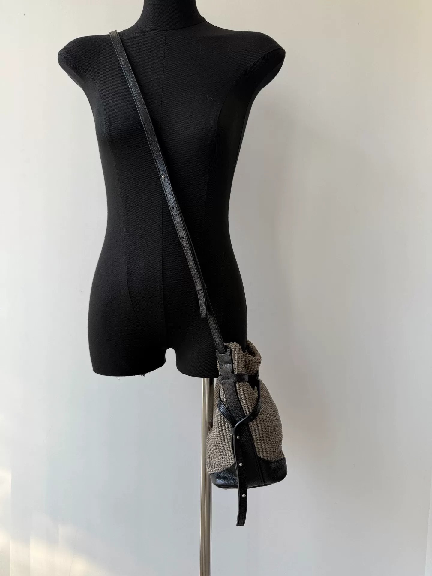 Yohji Yamamoto Discord Woven Leather Crossbody — back