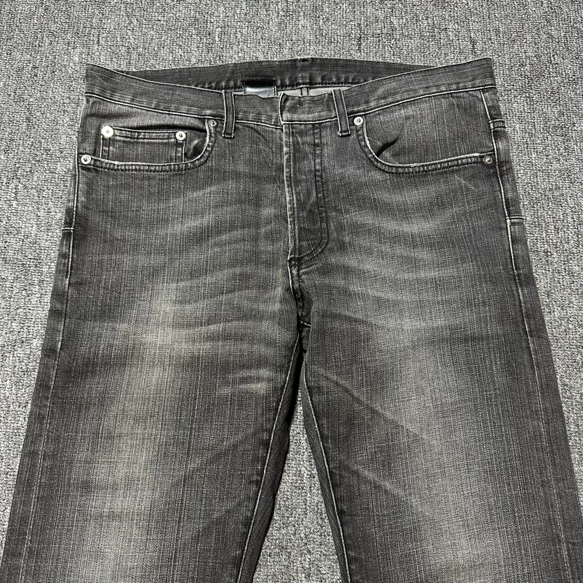 Dior Homme Washed Distressed Gray Jeans — front