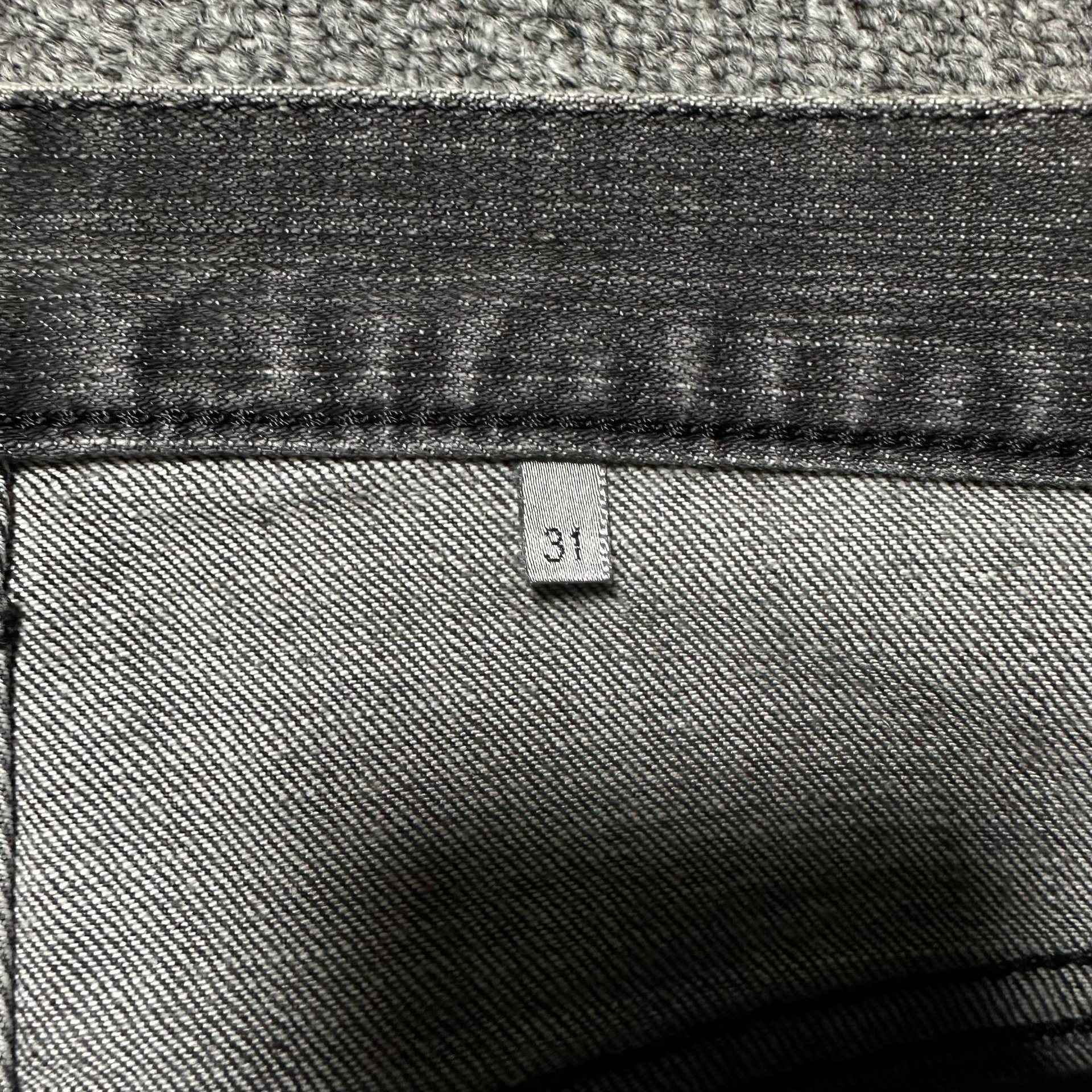Dior Homme Washed Distressed Gray Jeans — label