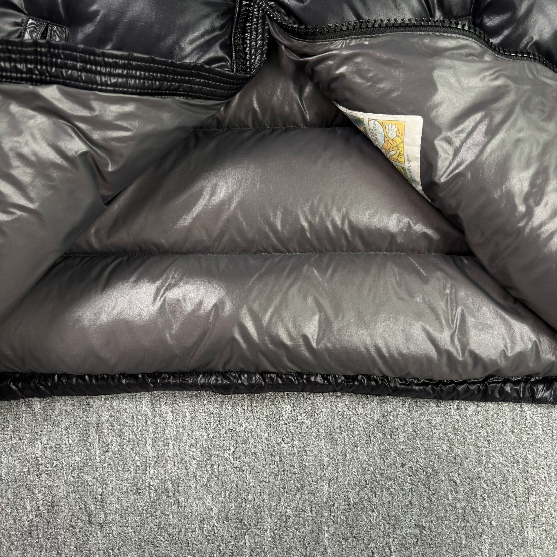 Moncler Maya Black Shiny Puffer Jacket — label