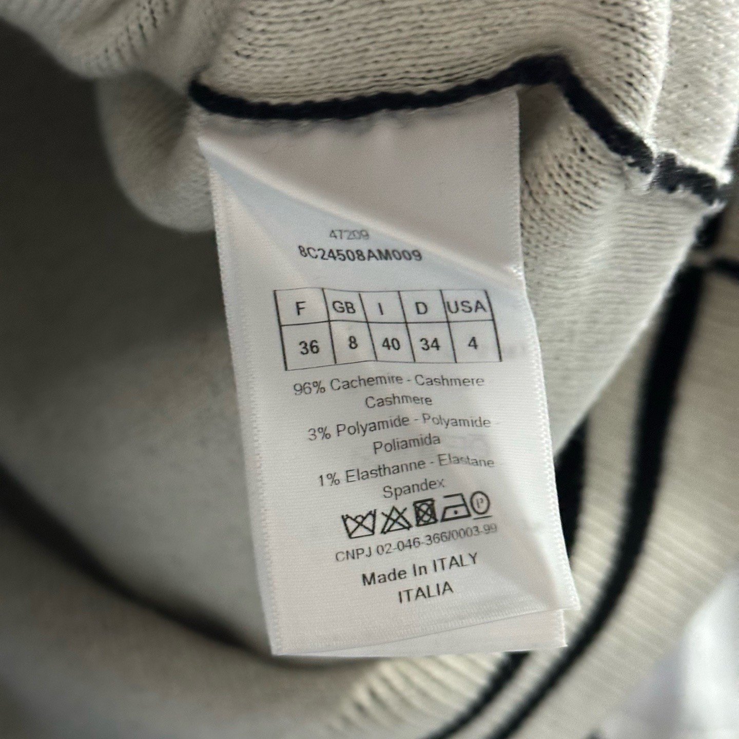 Dior Number 8 Stripe Knit Sweater — label