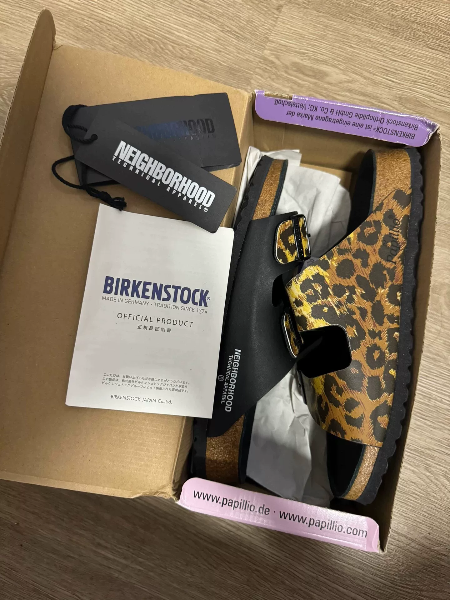 Neighborhood Birkenstock Papillio Leopard Sandals — front