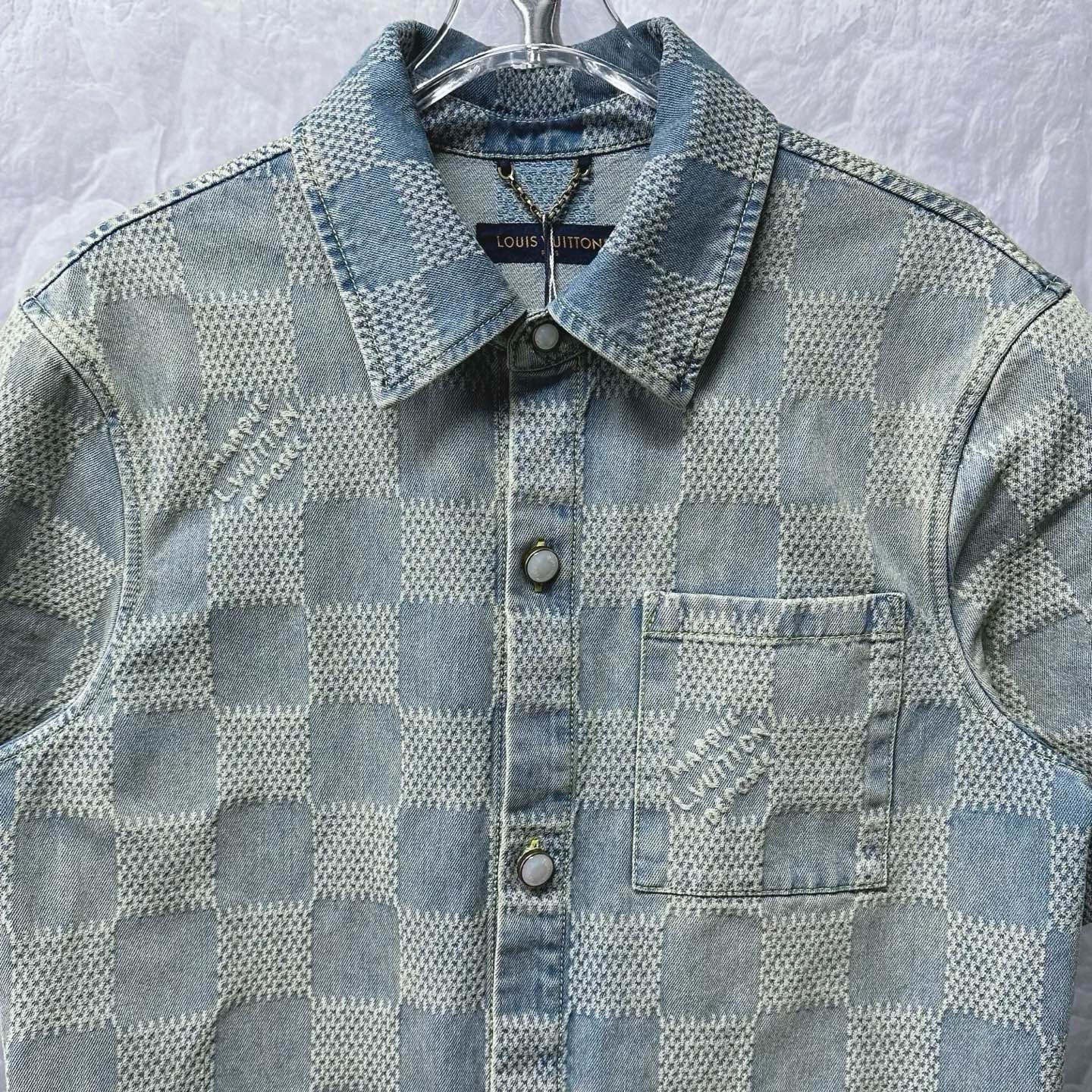 Louis Vuitton Checkerboard Denim Short Sleeve Shirt — front