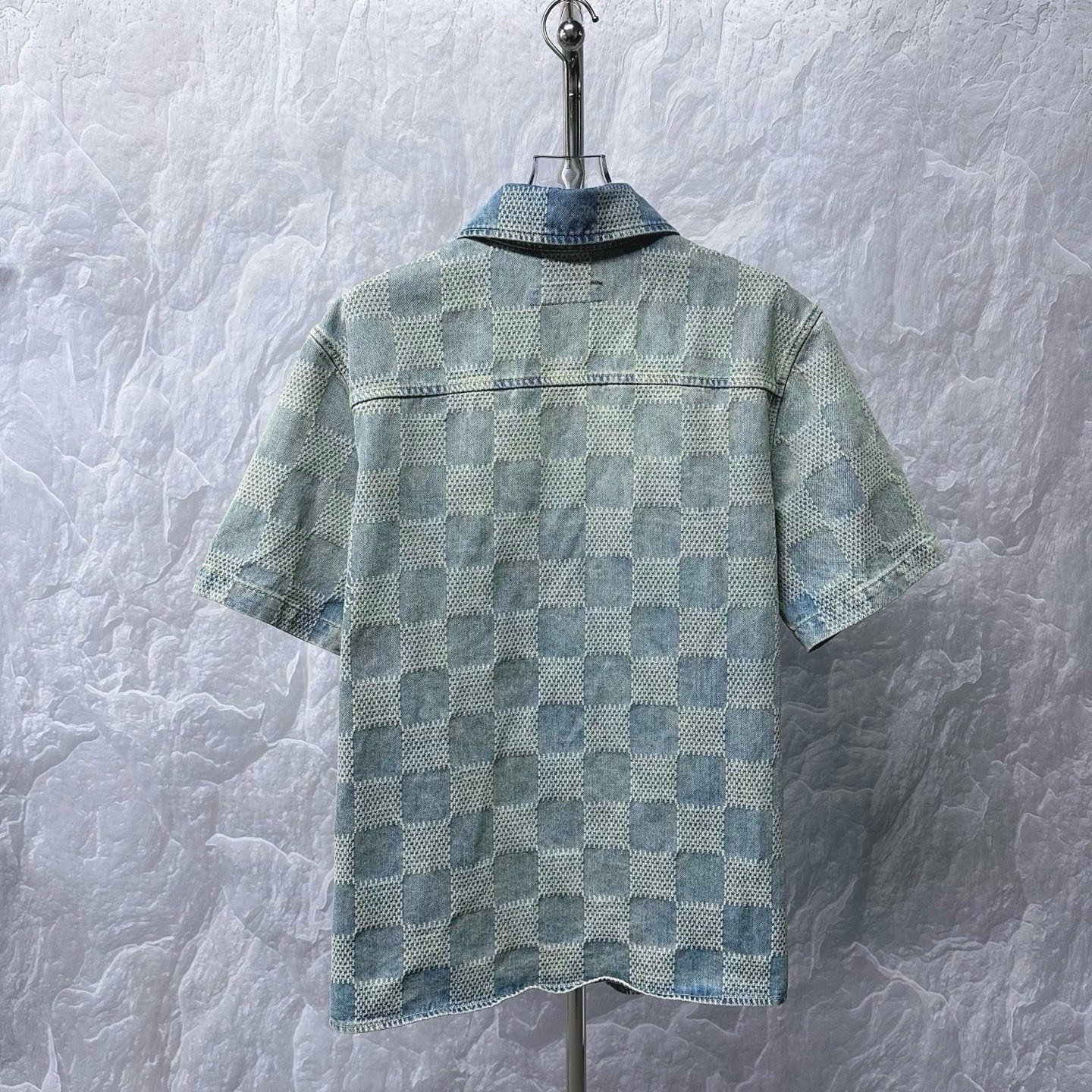 Louis Vuitton Checkerboard Denim Short Sleeve Shirt — back