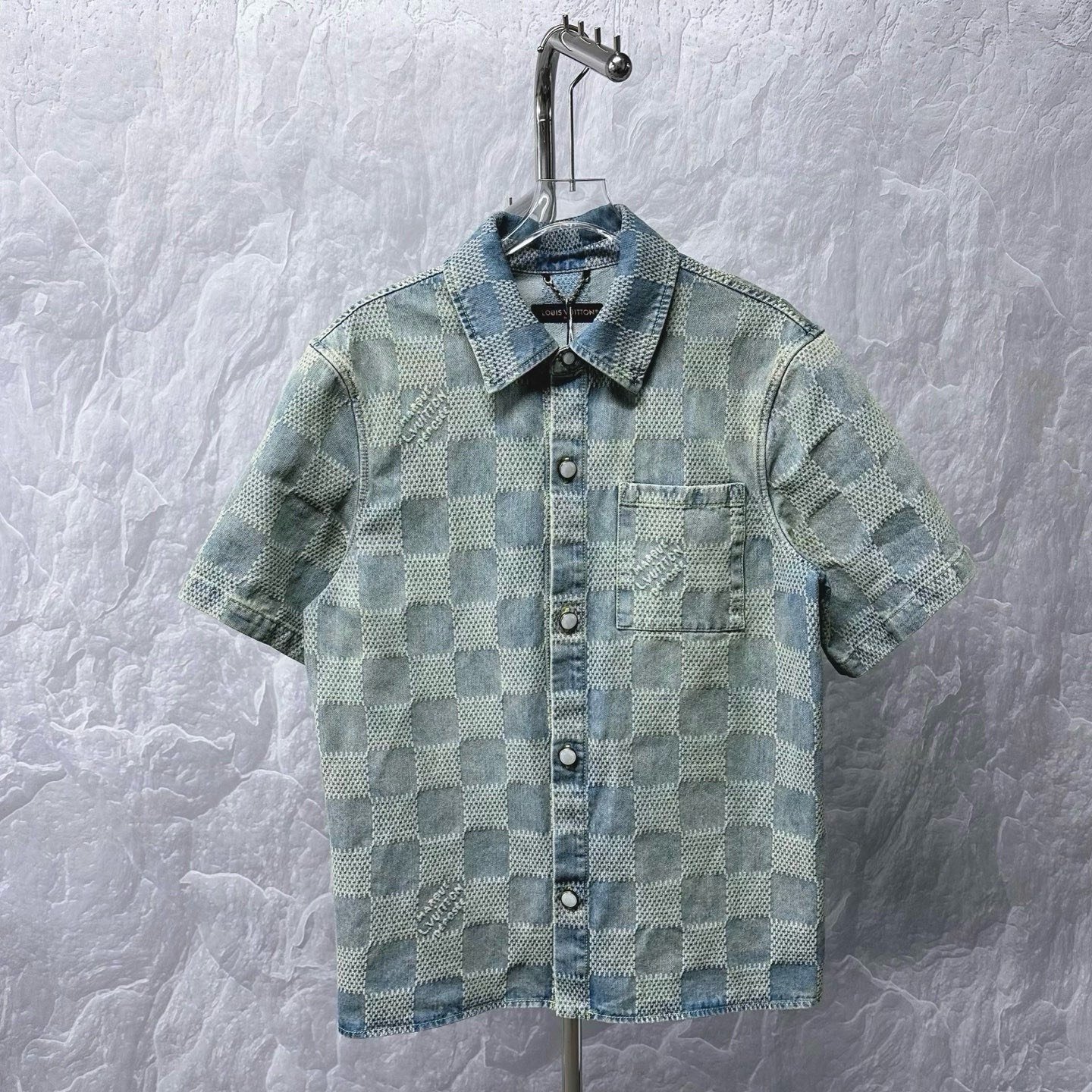 Louis Vuitton Checkerboard Denim Short Sleeve Shirt