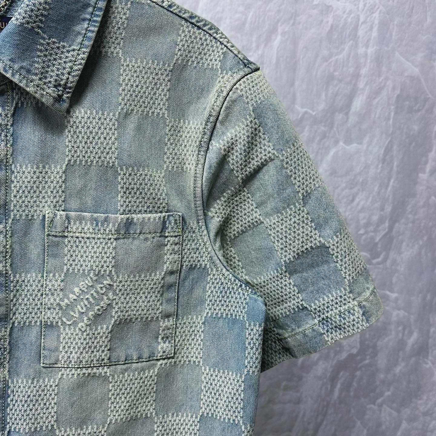 Louis Vuitton Checkerboard Denim Short Sleeve Shirt — detail