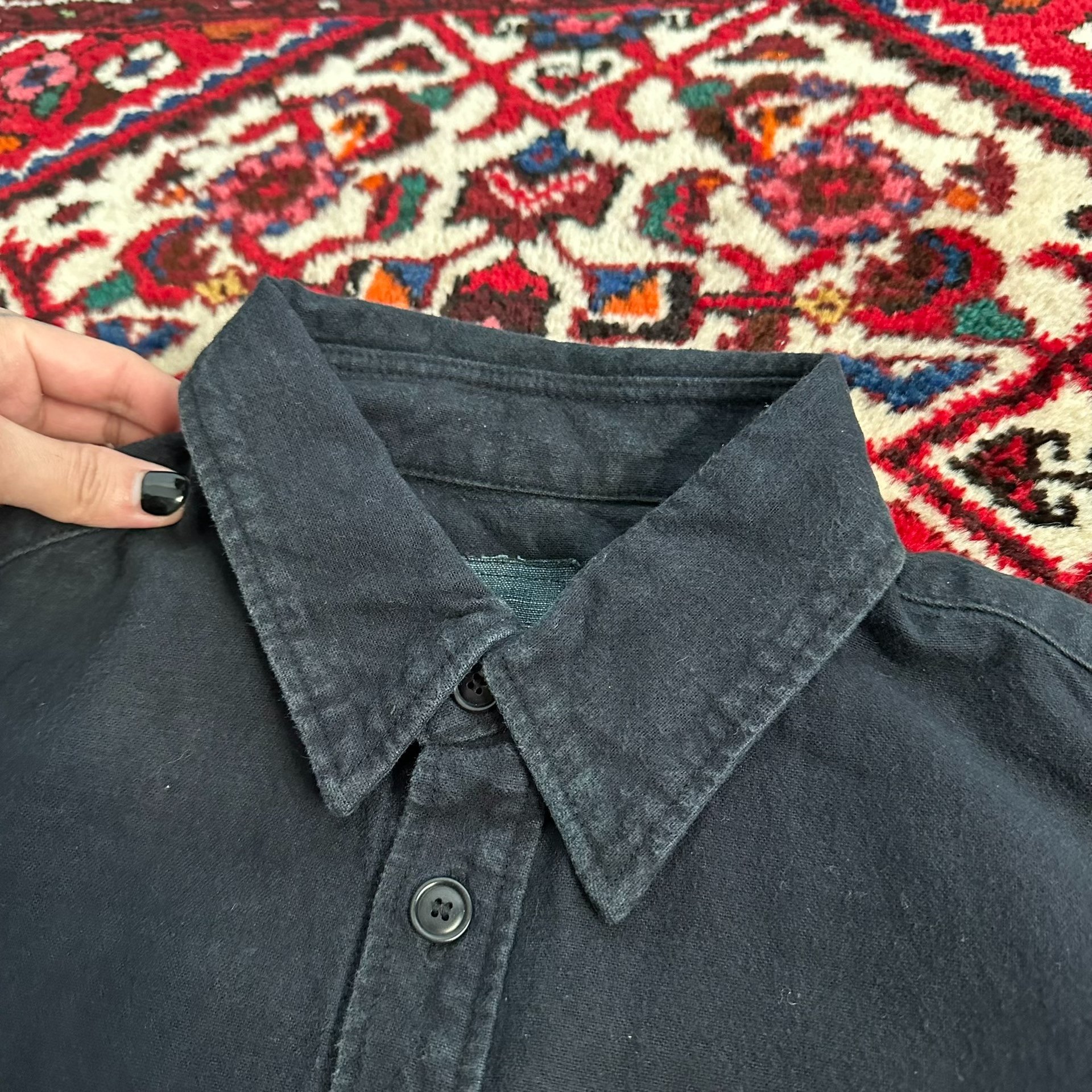 Visvim 18AW Black ELK Flannel Shirt — label