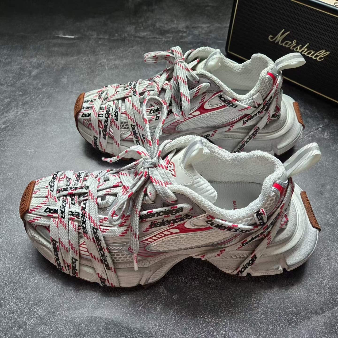 Balenciaga 3XL White Red Letter Lace Sneakers