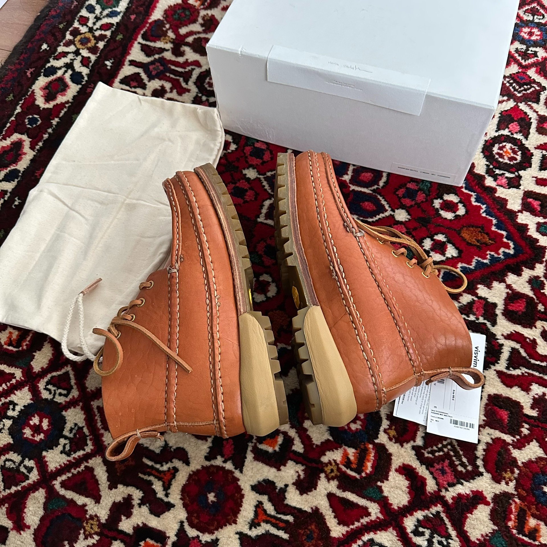 visvim Kanawa Moc Mid-Folk Grizzly Boots — label