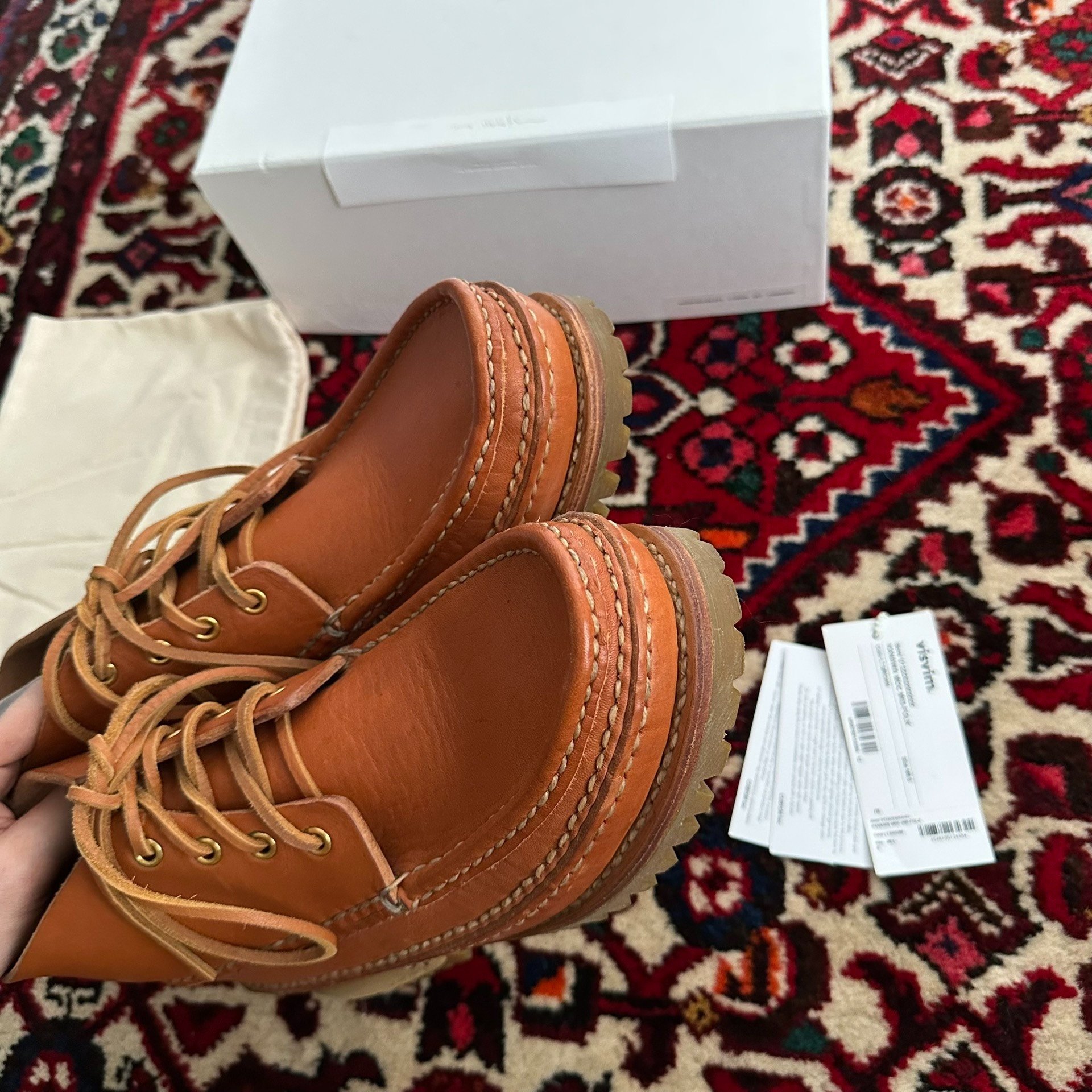 visvim Kanawa Moc Mid-Folk Grizzly Boots — detail