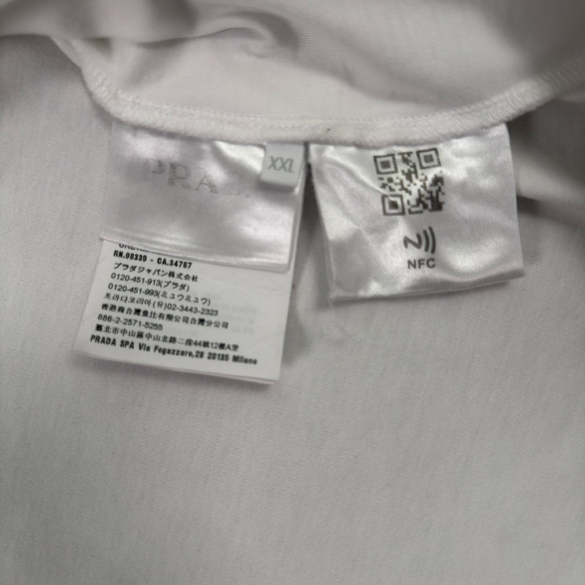 Prada White Short-Sleeve Chest Logo Top — back