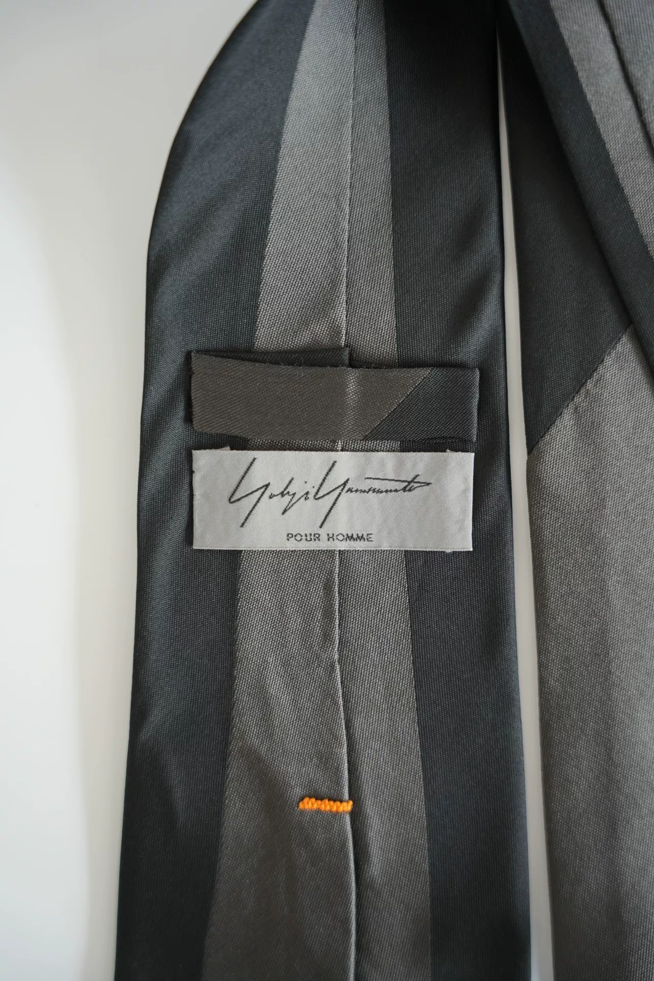 Yohji Yamamoto Black Gray Silk Tie — front
