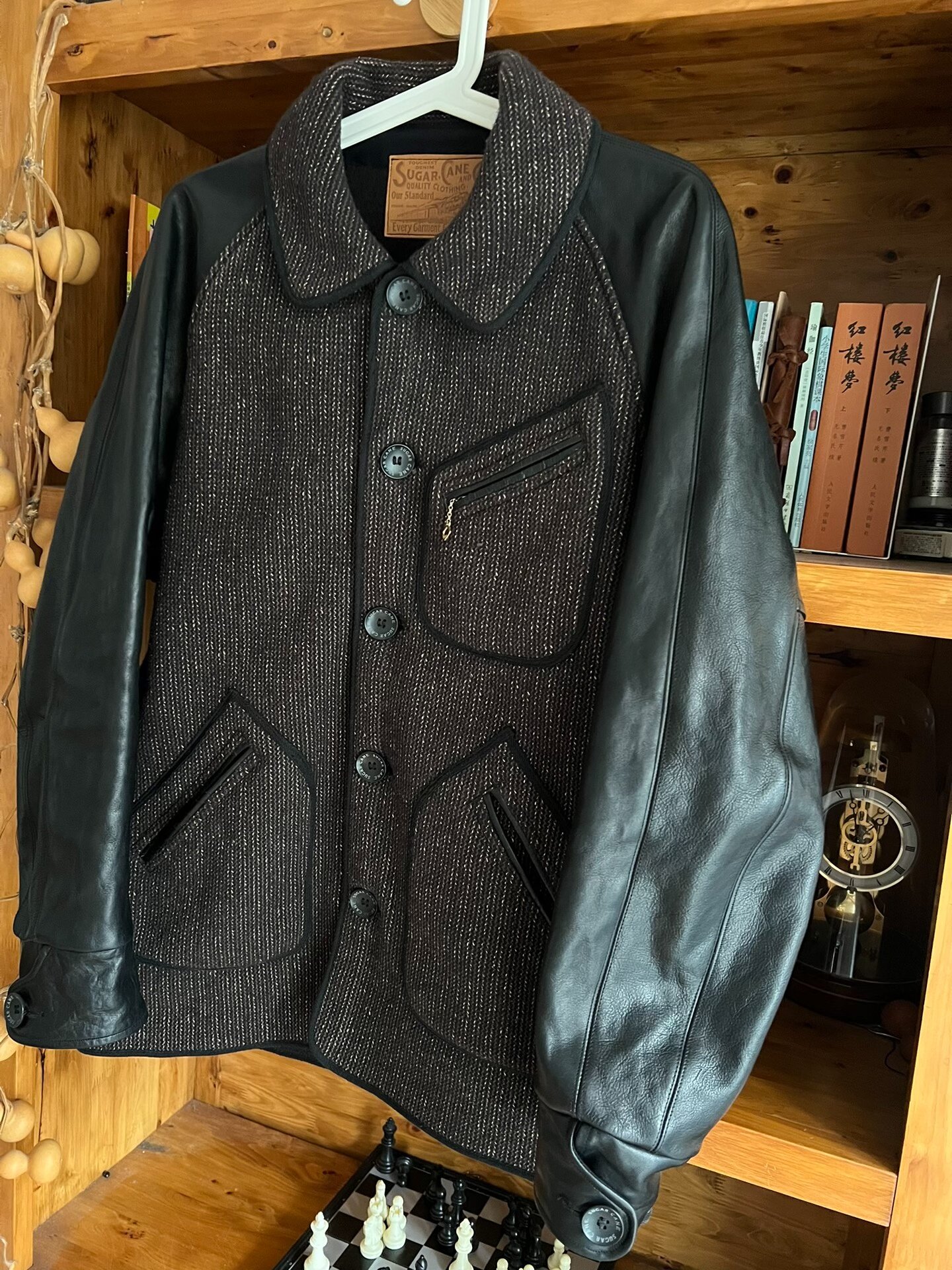 Sugar Cane BBJ Horse Leather Wool Jacket — detail