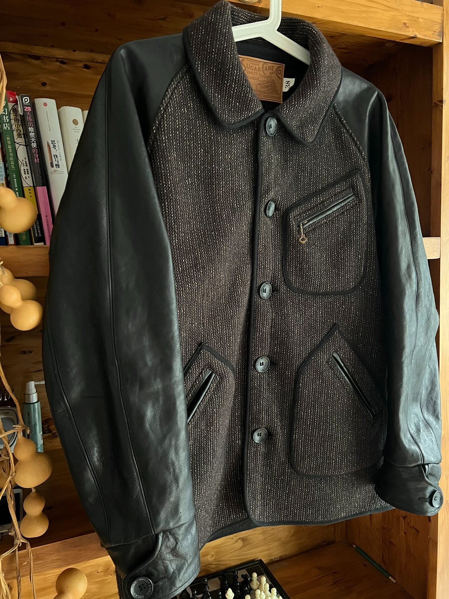 Sugar Cane BBJ Horse Leather Wool Jacket — front