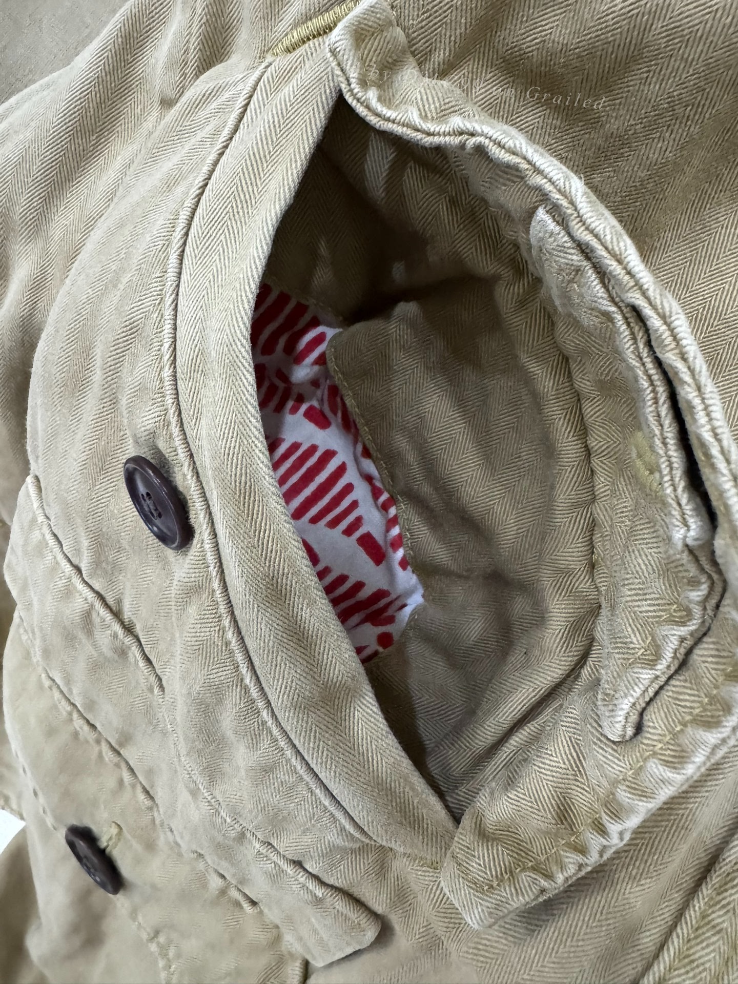 visvim townsend coat m65 herringbone — label
