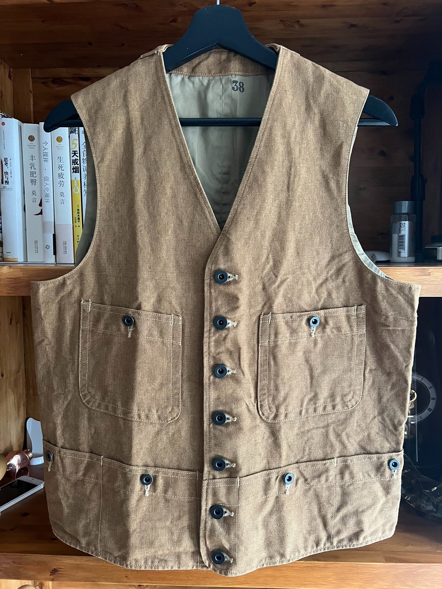 Mister Freedom Vintage Cotton Linen Orange Workwear Vest