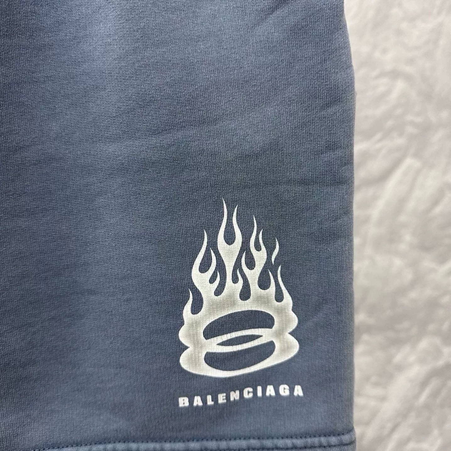 Balenciaga SS24 Double Ring Flame Print Shorts — detail