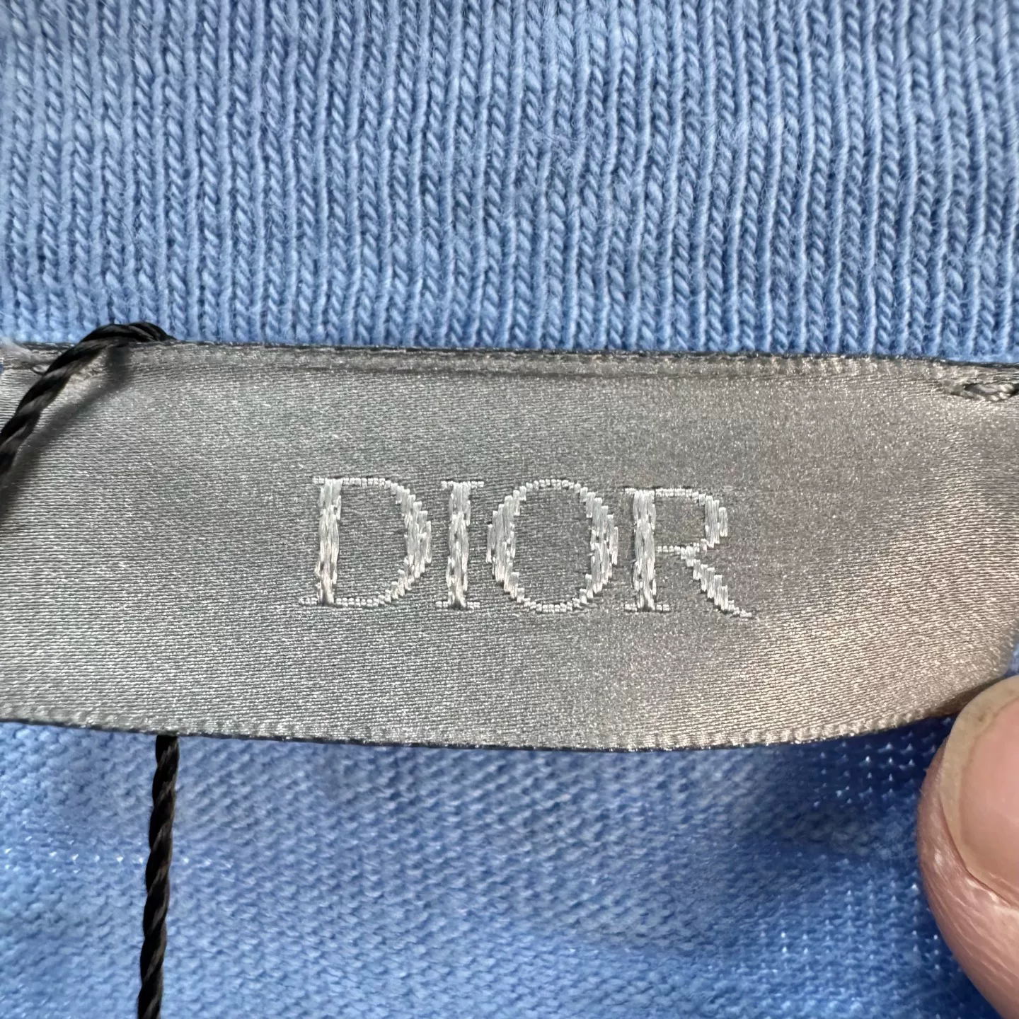 Dior New Distressed Blue Letter Print Short Sleeve — label