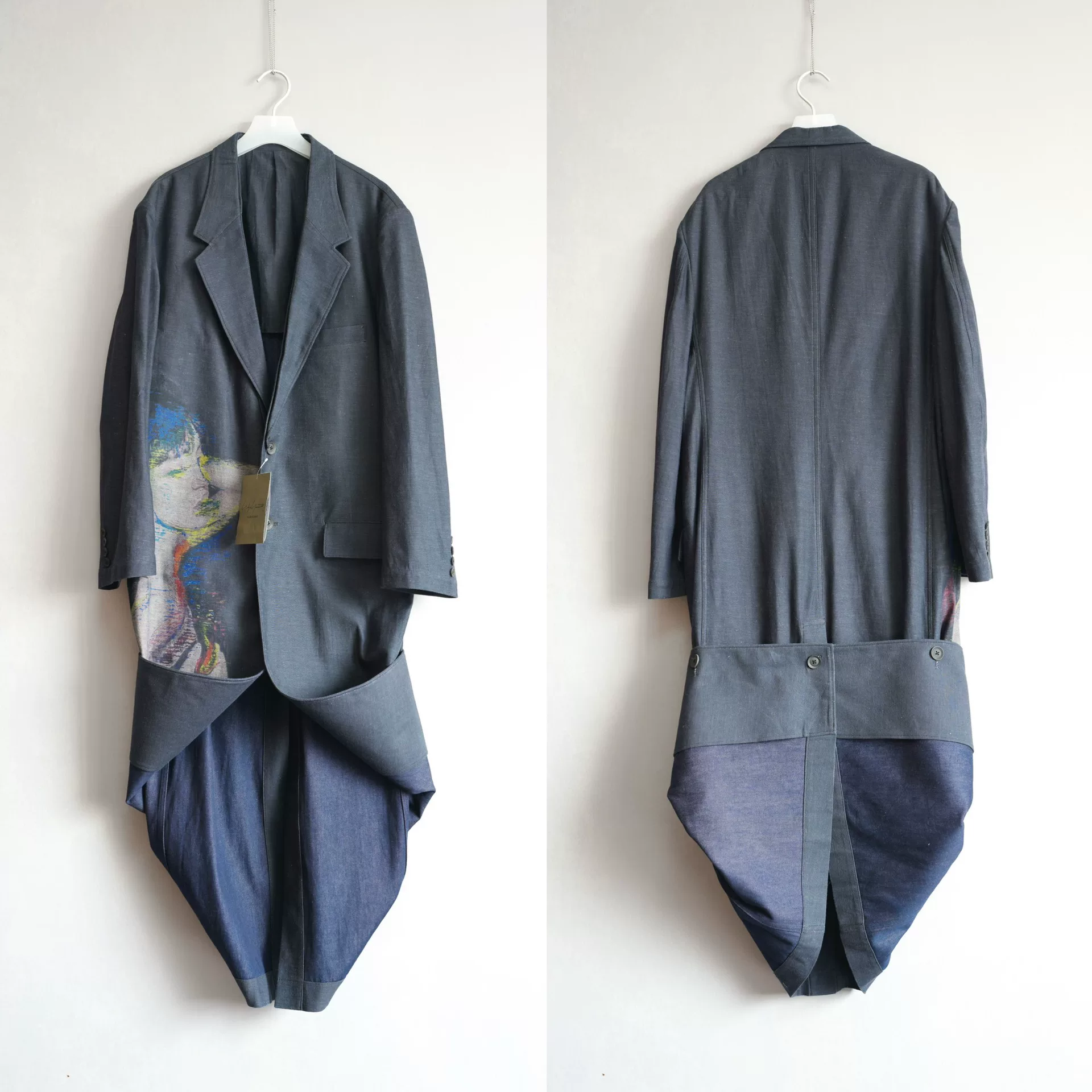 Yohji Yamamoto 24AW Portrait Print Denim Coat