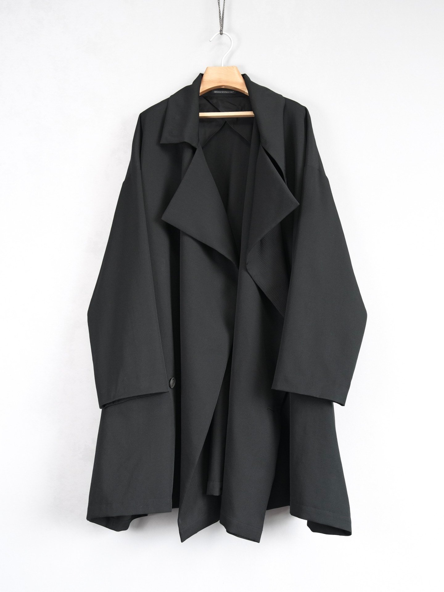 Yohji Yamamoto 21AW Pleated Wool Coat — label