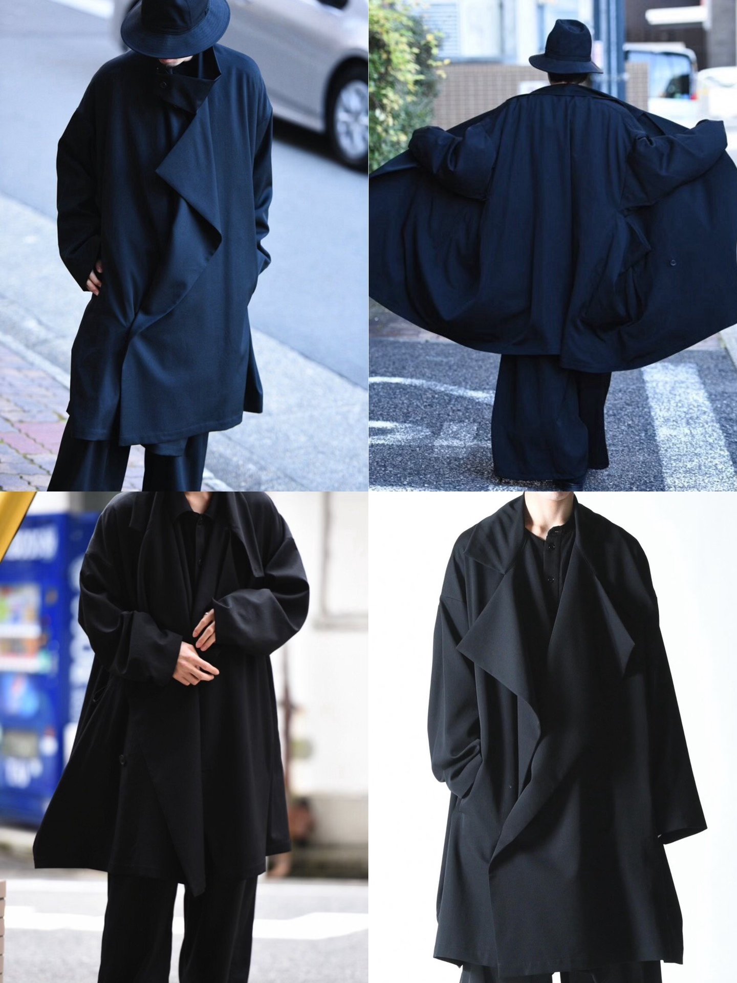 Yohji Yamamoto 21AW Pleated Wool Coat — front