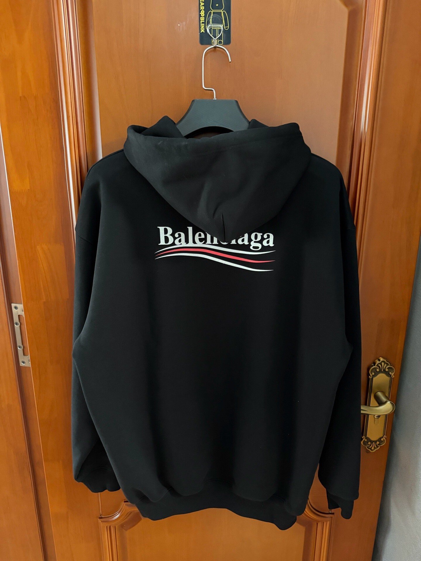 Balenciaga Coke Print Black Hoodie — front