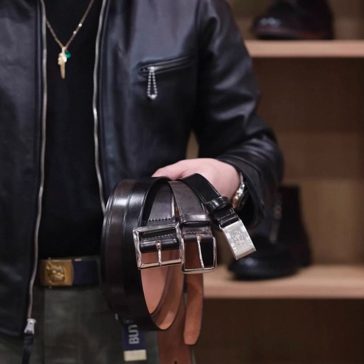 TWC Solid Brass Brown Belt — front