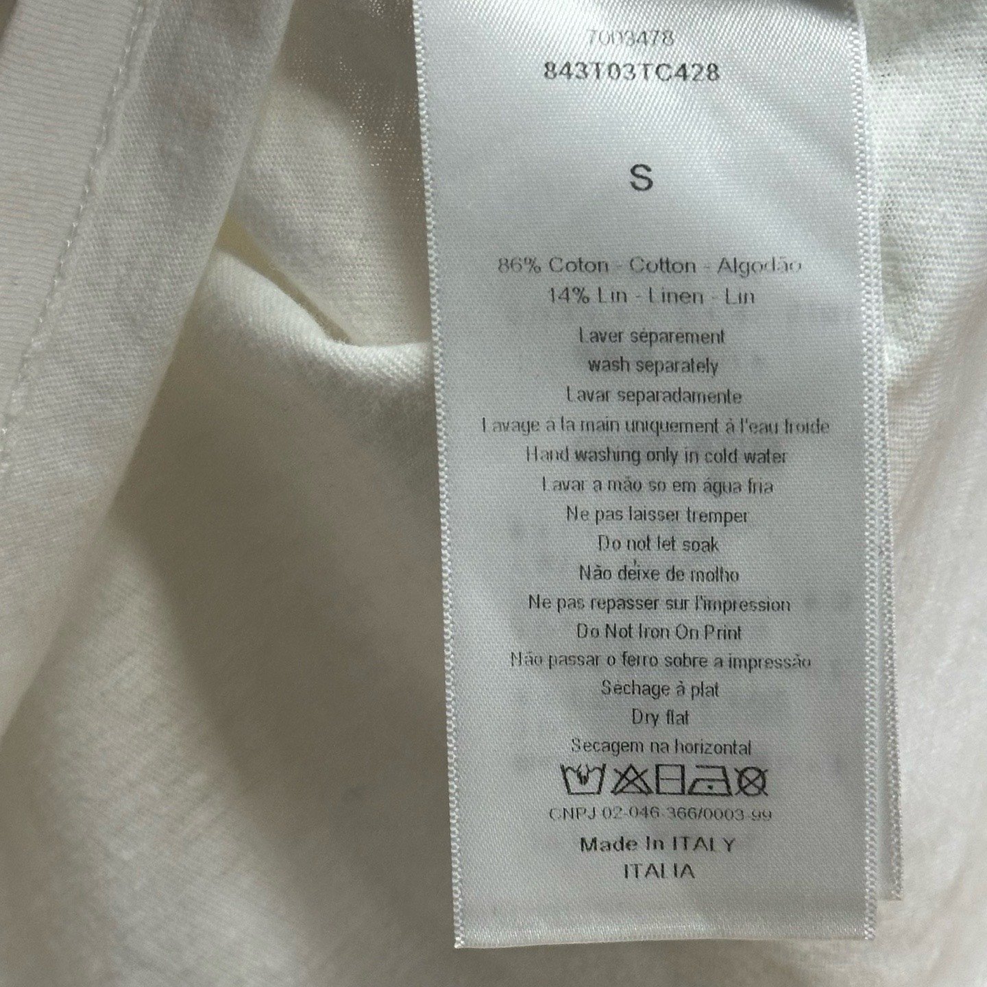 Dior J'ADIOR 8 Cream Short-Sleeve T-Shirt — label