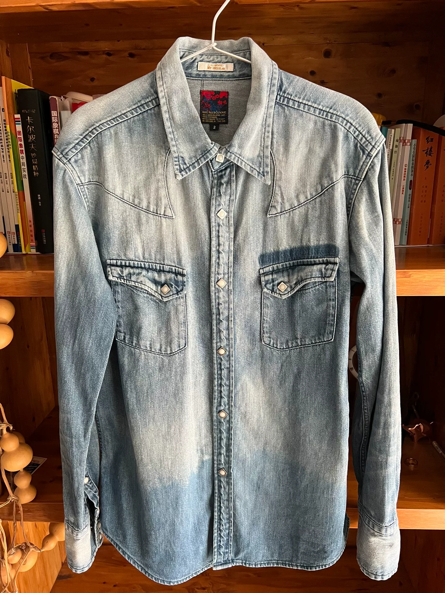 BRU NA BOINNE Washed Western Denim Shirt — back