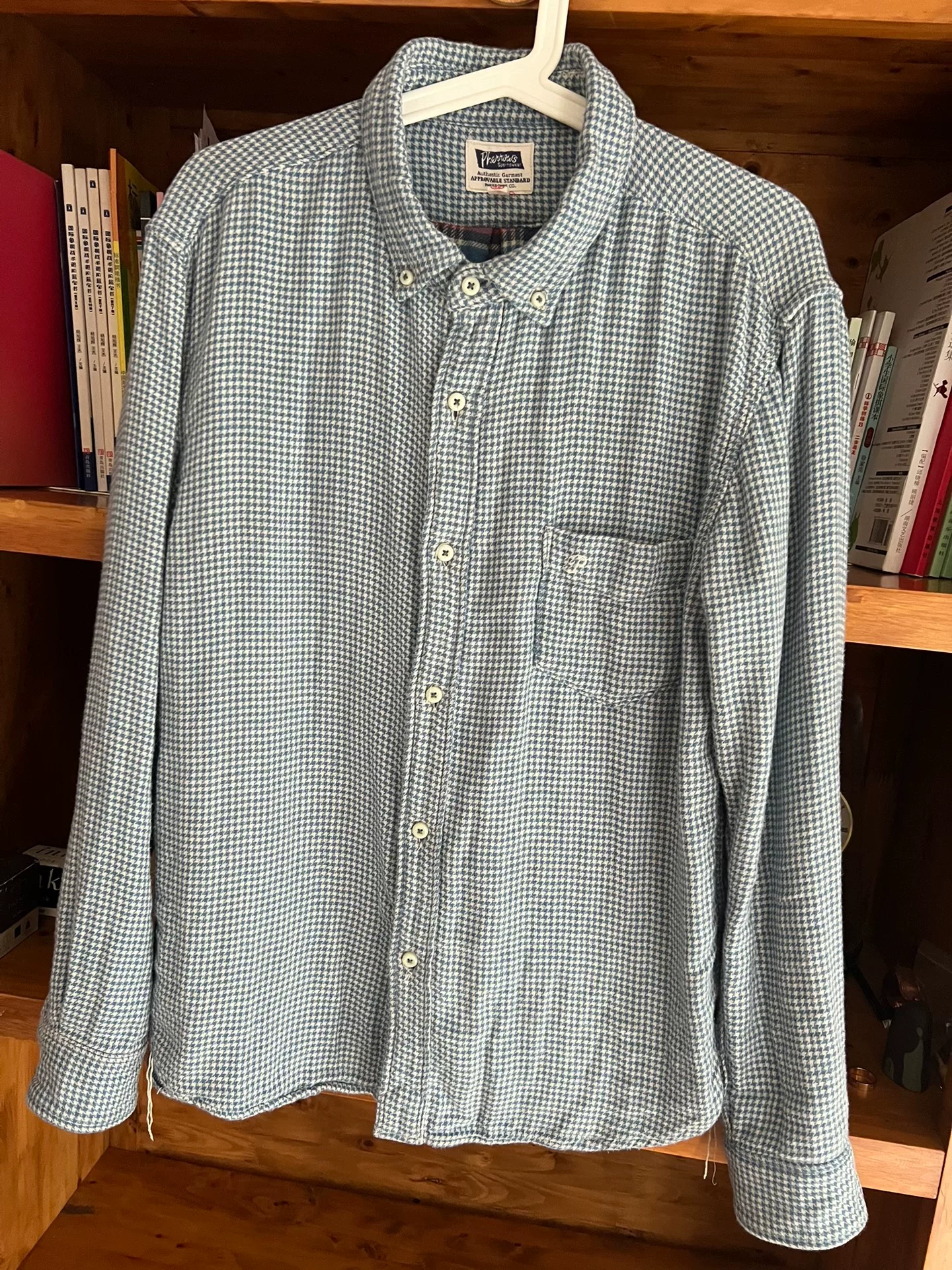 Pherrow's Indigo Houndstooth Shirt — detail