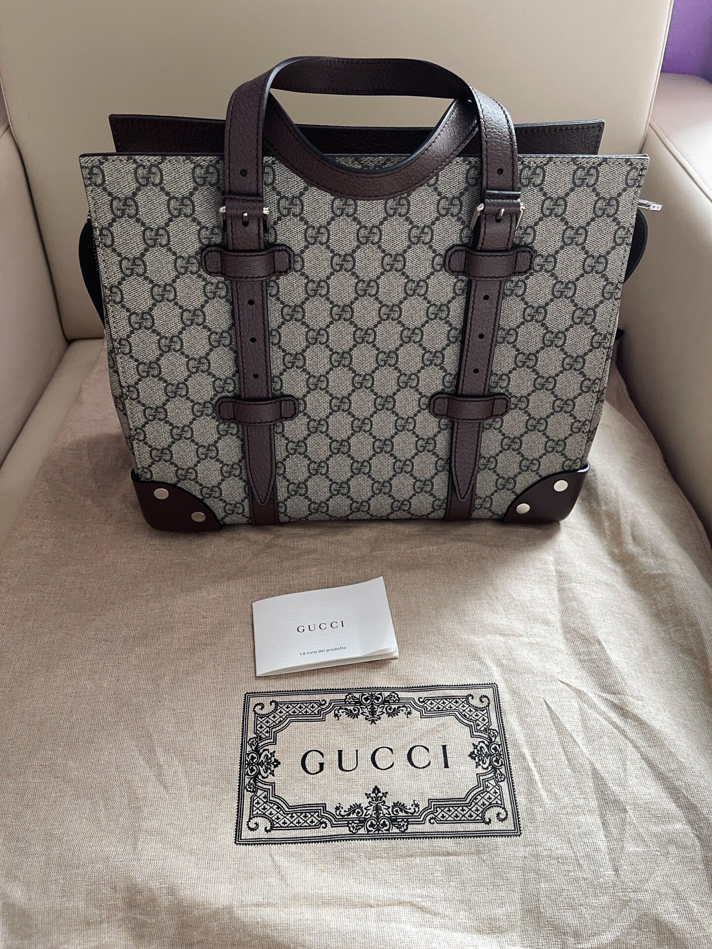 Gucci GG Supreme Tote Briefcase Handbag